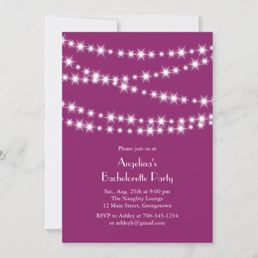 Twinkle Lights Bachelorette Party magenta Kaart (Voorkant)