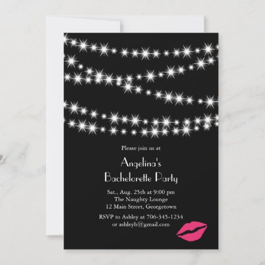 Twinkle Lights Bachelorette Party (zwart) Kaart (Voorkant)