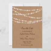 Twinkle Lights Bewaar de datum op Burlap Save The Date (Voorkant)