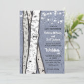 Twinkle Lights Birch Tree Huwelijksuitnodigingen Kaart (Staand voorkant)