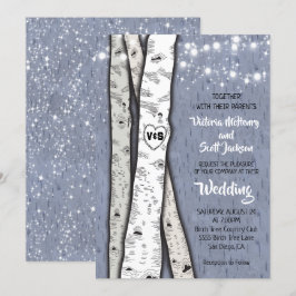 Twinkle Lights Birch Tree Huwelijksuitnodigingen Kaart