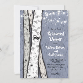 Twinkle Lights Birch Tree Repetitie Diner Uitnodig Kaart