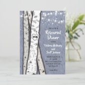 Twinkle Lights Birch Tree Repetitie Diner Uitnodig Kaart (Staand voorkant)