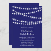 Twinkle Lights Birthday Invitation (indigo) Kaart (Voorkant / Achterkant)