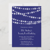 Twinkle Lights Birthday Invitation (indigo) Kaart (Voorkant)