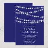 Twinkle Lights Birthday Invitation (indigo) Kaart (Voorkant / Achterkant)