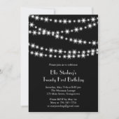 Twinkle Lights Birthday Invitation (zwart) Kaart (Voorkant)