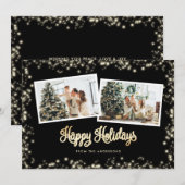 Twinkle Lights Black 2 Foto Feestdagenkaart (Voorkant / Achterkant)