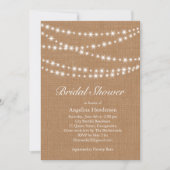 Twinkle Lights Bruidsdouche Uitnodiging op Burlap (Voorkant)