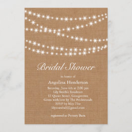 Twinkle Lights Bruidsdouche Uitnodiging op Burlap