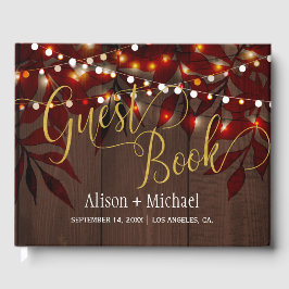 Twinkle lights bruiloft gouden script gastenboek