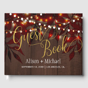 Twinkle lights bruiloft gouden script gastenboek