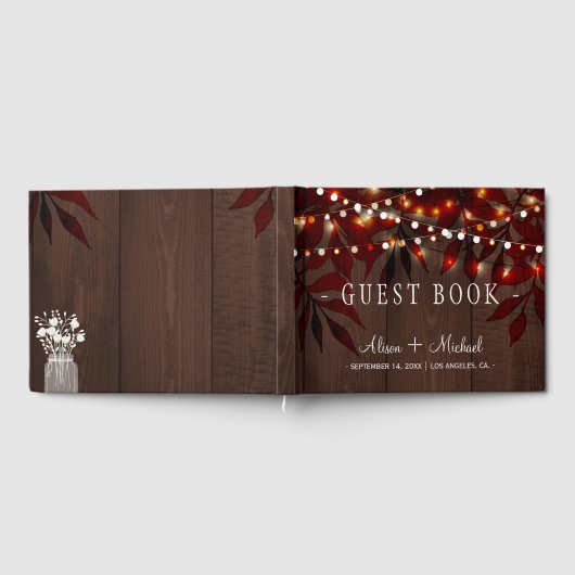 Twinkle Lights bruiloft rustieke herfst gastenboek (Volledig)