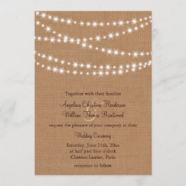 Twinkle Lights Bruiloft Uitnodiging op Burlap