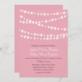 Twinkle Lights bruiloft uitnodiging (roze) (Voorkant / Achterkant)
