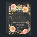 Twinkle Lights Chalkboard Vrijgezellenfeest Floral Kaart<br><div class="desc">De rijke donkere achtergrond van het kool-karton geeft een elegante nachtelijke smaak aan deze huwelijksuitnodiging. Handbeschilderde waterverf bloemen, bladeren en knoppen pop tegen de donkere nachtelijke hemel. Een volledige reeks producten is beschikbaar om aan te passen. En je kunt ons altijd zeggen als er iets anders is dat je nodig...</div>