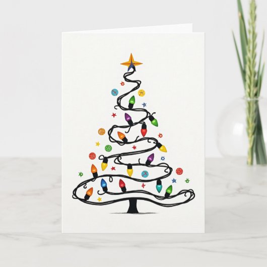 Twinkle Lights Christmas Tree Card Kaart (Voorkant)