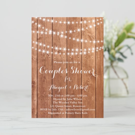 Twinkle Lights Couple's Shower Invitation - eikel Kaart (Staand voorkant)