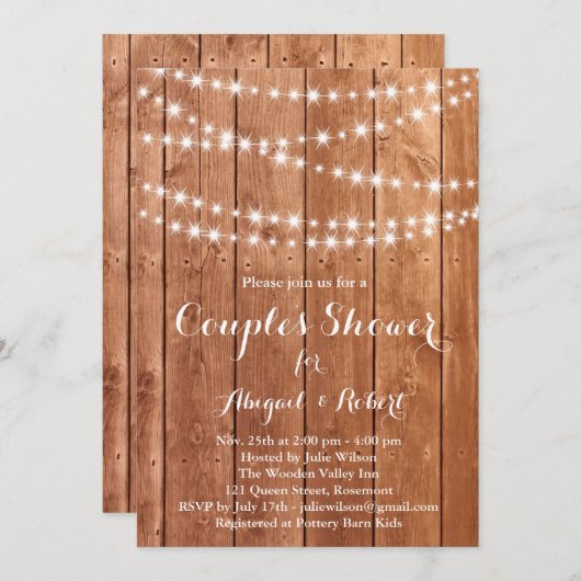 Twinkle Lights Couple's Shower Invitation - eikel Kaart (Voorkant / Achterkant)