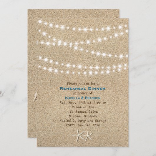 Twinkle Lights Destination Rehearsal Dinner Invite Kaart (Voorkant / Achterkant)