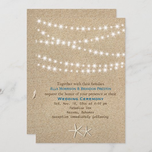 Twinkle Lights Destination Wedding Invitation Kaart (Voorkant / Achterkant)