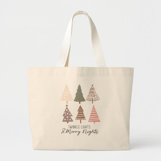 Twinkle Lights en Merry Nights kerstboom Grote Tote Bag (Voorkant)