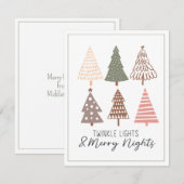 Twinkle Lights en Merry Nights kerstboom Notitiekaartje (Voorkant / Achterkant)