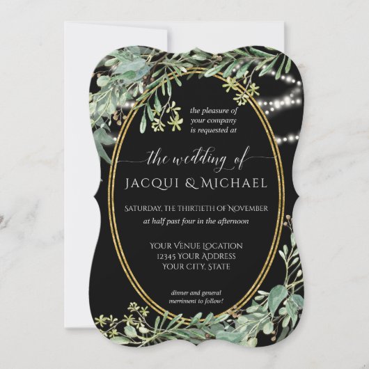 Twinkle Lights Eucalyptus Green Wood Waterverf Kaart (Voorkant)