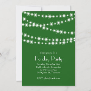 Twinkle Lights Green Holiday Party Kaart