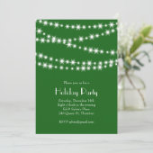 Twinkle Lights Green Holiday Party Kaart (Staand voorkant)