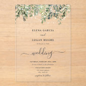 Twinkle Lights Greenery Wedding Acryl Uitnodigingen (Voorkant)