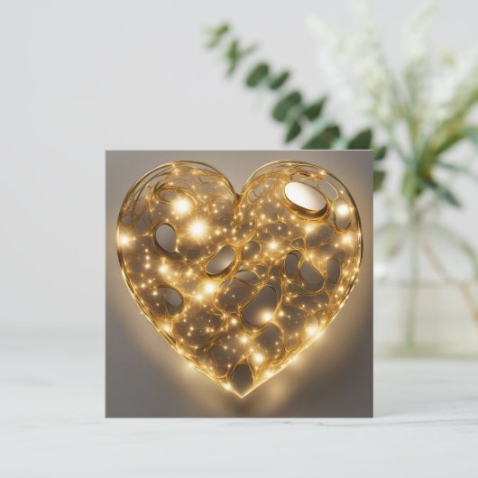 Twinkle Lights Hart Vorm Feestdagenkaart (Staand voorkant)