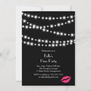 Twinkle Lights Hens Party (zwart) Kaart