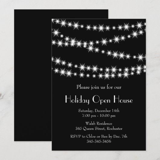 Twinkle Lights Holiday Open House (zwart) Kaart (Voorkant / Achterkant)