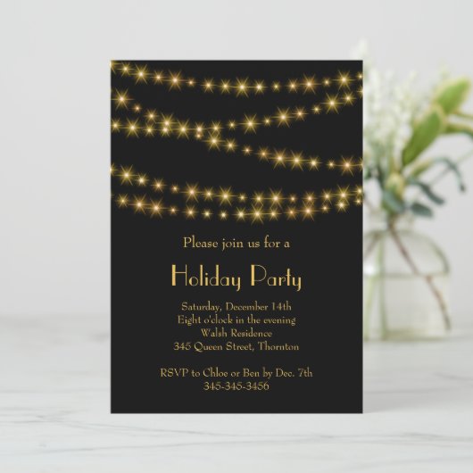 Twinkle Lights Holiday Party in Gold Kaart (Staand voorkant)