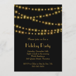 Twinkle Lights Holiday Party in Gold Kaart