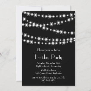 Twinkle Lights Holiday Party (zwart) Kaart