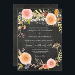Twinkle Lights Krijtbord Vrijgezellenfeest Bloemen Kaart<br><div class="desc">Rijke donkere houtskool krijtbord achtergrond geven een stedelijke elegante nachtelijke smaak aan deze bruiloft uitnodiging suite. Handgeschilderde waterverf bloemen, bladeren en knoppen pop tegen de donkere nachtelijke hemel. Een complete set van producten zijn beschikbaar om te matchen. En je kunt ons altijd een bericht sturen als er iets anders is...</div>