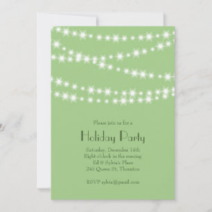 Twinkle Lights Light Green Holiday Party Kaart