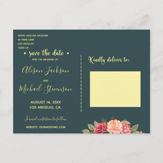 Twinkle lights marine blush rozen bruiloft save da aankondigingskaart (Achterkant)