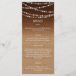 Twinkle Lights Menu op Shaded Burlap