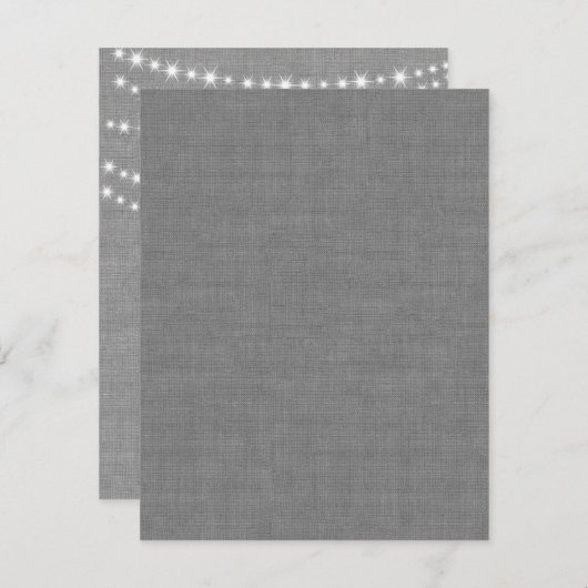 Twinkle Lights op Grey Burlap RSVP (Voorkant / Achterkant)