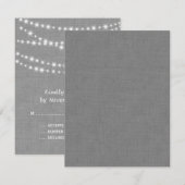 Twinkle Lights op Grey Burlap RSVP Kaartje (Voorkant / Achterkant)