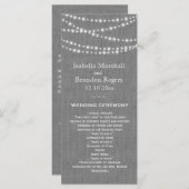 Twinkle Lights op Grey Burlap Wedding Program Programmakaart (Voorkant / Achterkant)