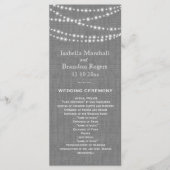 Twinkle Lights op Grey Burlap Wedding Program Programmakaart (Voorkant)