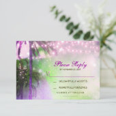 twinkle lights palmen strand bruiloft RSVP kaart (Staand voorkant)