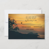 twinkle lights palmen strand bruiloft RSVP kaarten (Voorkant)