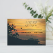 twinkle lights palmen strand bruiloft RSVP kaarten Kaartje (Staand voorkant)