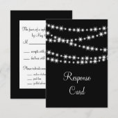 Twinkle Lights RSVP met menu (zwart) (Voorkant / Achterkant)