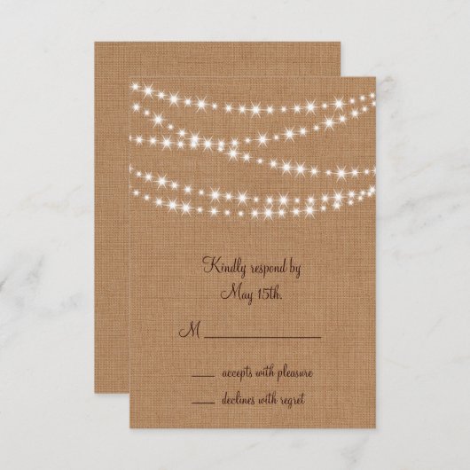 Twinkle Lights RSVP op Burlap (Voorkant / Achterkant)